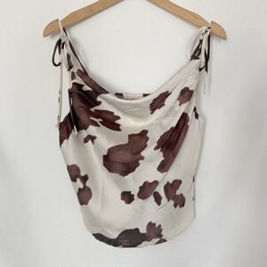 Willow + Root Cow Print Womens Large Brown & White Cami Country Cowgirl Western